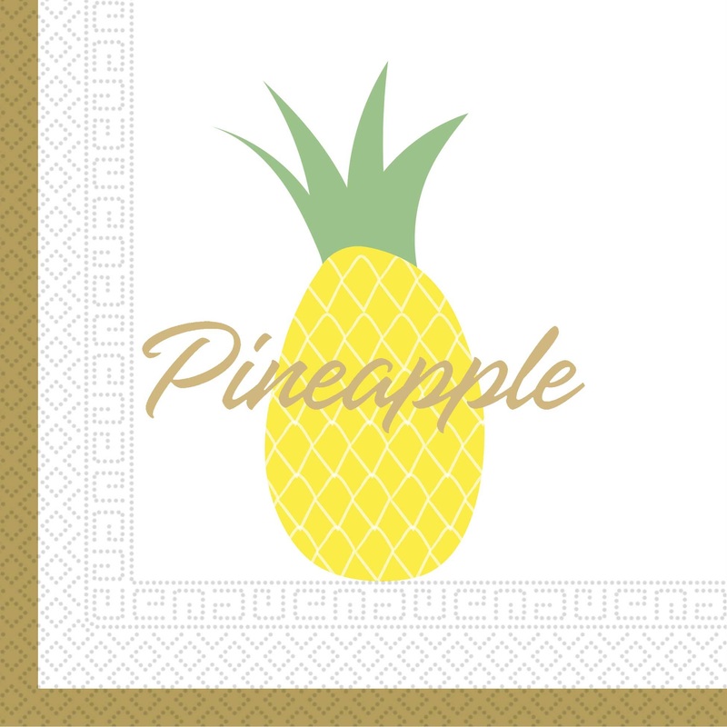 20 pineapple paradise napkins 33cm