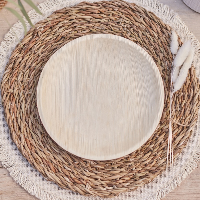 8 eco palm leaf plates round