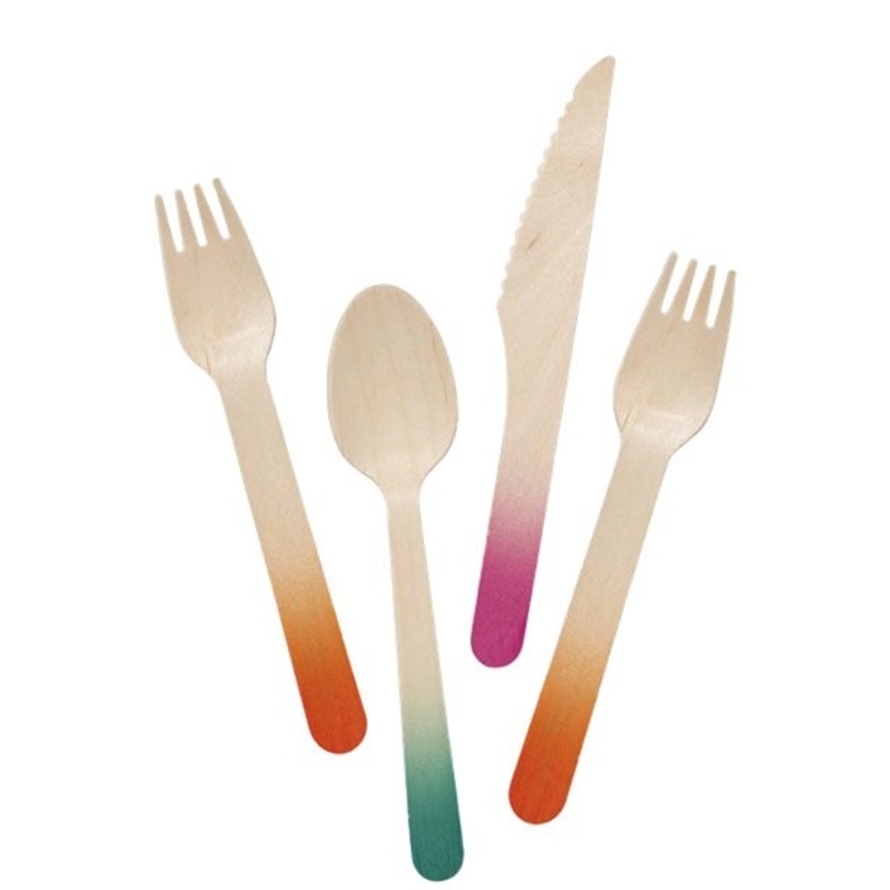 Tropical Fiesta Ombre wooden cutlery set