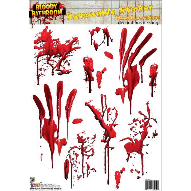 10 bloody handprints stickers in a set Halloween decoration