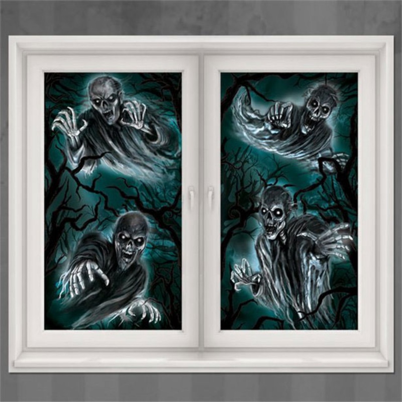 2 Halloween ghost window pictures 165x85cm
