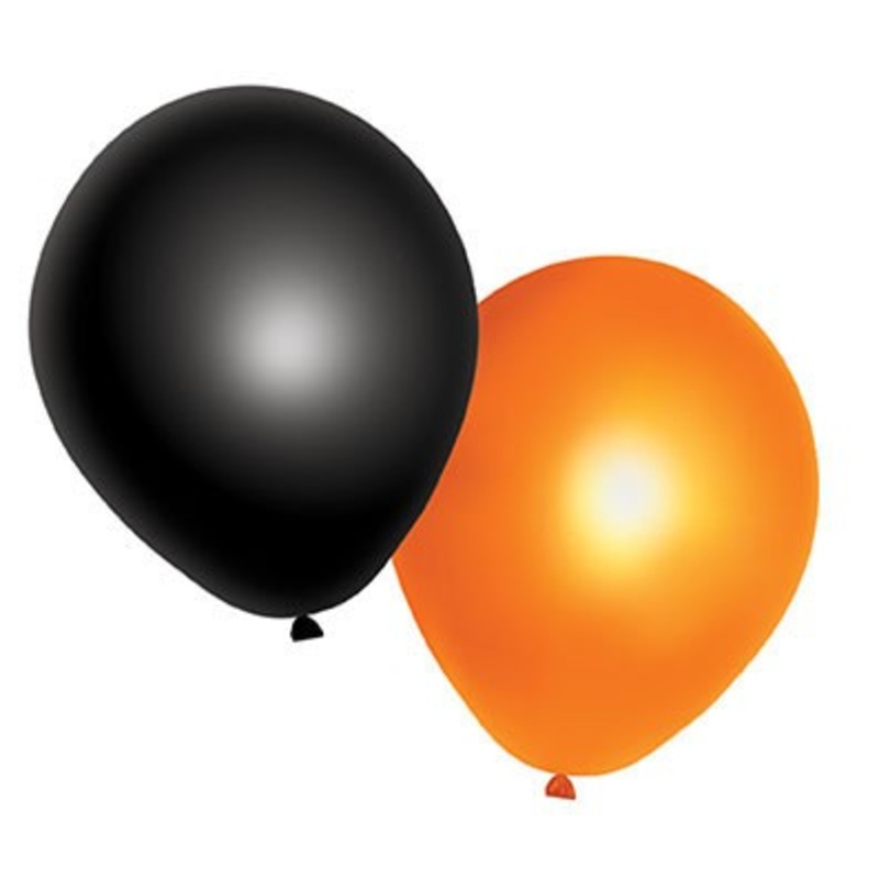 10 Halloween Balloons Orange-Black