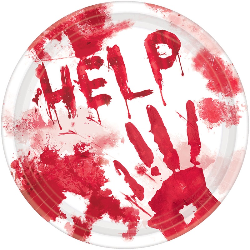 10 Bloodstained Halloween Paper Plates 23cm